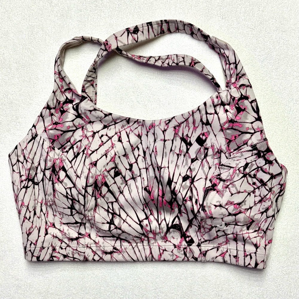 JoyLab Pink and Black Patterned Sports Bra